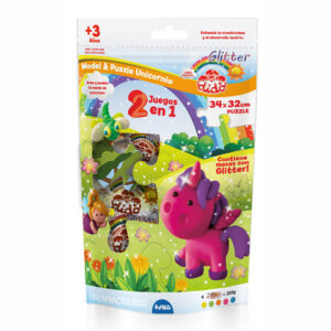 DIDO UNICORNIO MODEL & PUZZLE (SET ROMPECABEZAS + 4MASAS GLITTER + HERRAMIENTAS)